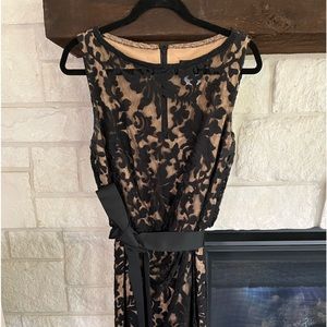 Black lace beige lined cocktail dress